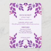 Paarse bladeren bruiloft thema menu (Achterkant)