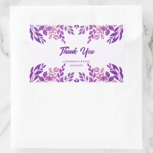 Paarse bladeren bruiloft thema rechthoekige sticker (Tas)