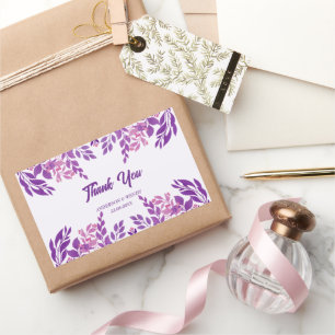 Paarse bladeren bruiloft thema rechthoekige sticker