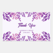 Paarse bladeren bruiloft thema rechthoekige sticker (Voorkant)