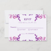 Paarse bladeren bruiloft thema RSVP kaartje (Voorkant)