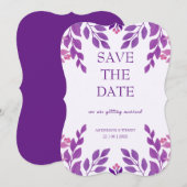Paarse bladeren bruiloft thema save the date (Voorkant / Achterkant)