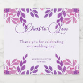 Paarse bladeren bruiloft thema sparkling wijnetiket (Enkel label)