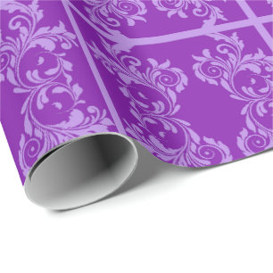 Paarse bladeren cadeaupapier