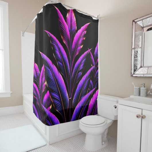 Paarse bladeren douchegordijn (In situ)