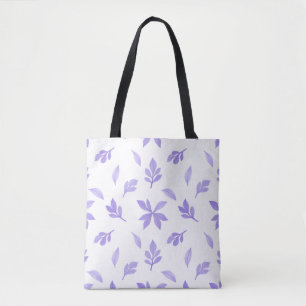 Paarse bladeren en bloemmotieven tote bag