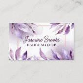 Paarse bladeren en gouden Lijsten Waterverf Visitekaartje (Voorkant)