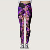 Paarse bladeren - fractal, leggings (Voorkant)