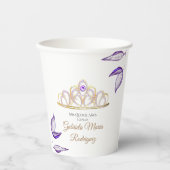 Paarse bladeren gouden tiara quinceañera papieren bekers (Voorkant)