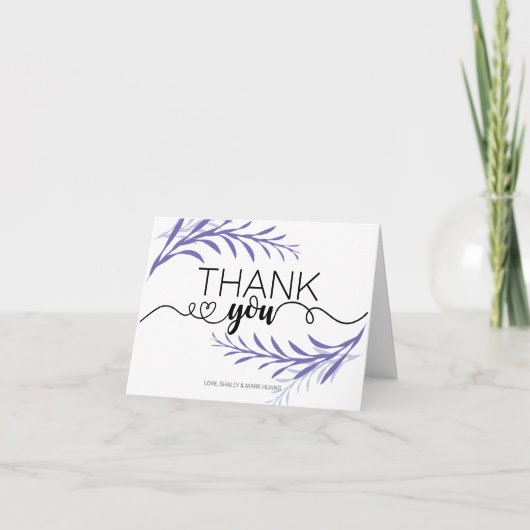 Paarse bladeren Hartelijk dank voor elke gelegenhe Kaart (Voorkant)