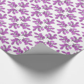 Paarse bladeren op wit cadeaupapier (Hoek)