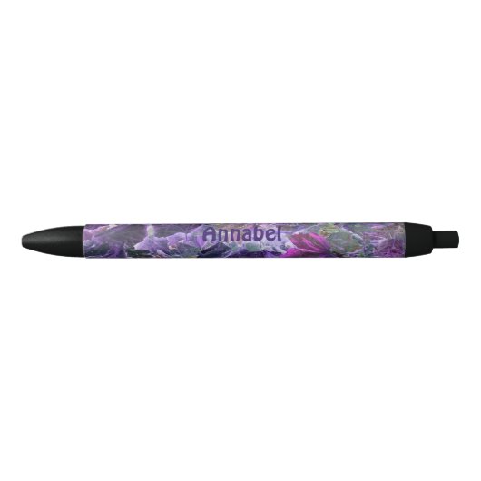 Paarse bladeren patroon gepersonaliseerd blauwe inkt pen (Voorkant)