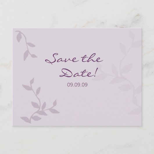 Paarse bladeren Save the Date Briefkaart (Voorkant)