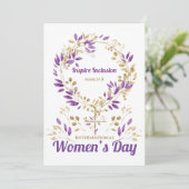 Paarse bladeren Vrouw teken Vrouwendag Kaart (Staand voorkant)