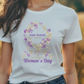 Paarse bladeren Vrouw teken Vrouwendag T-shirt