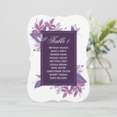 Paarse bladeren zitplaatsenkaart. Paarse huwelijks Kaart (Staand voorkant)