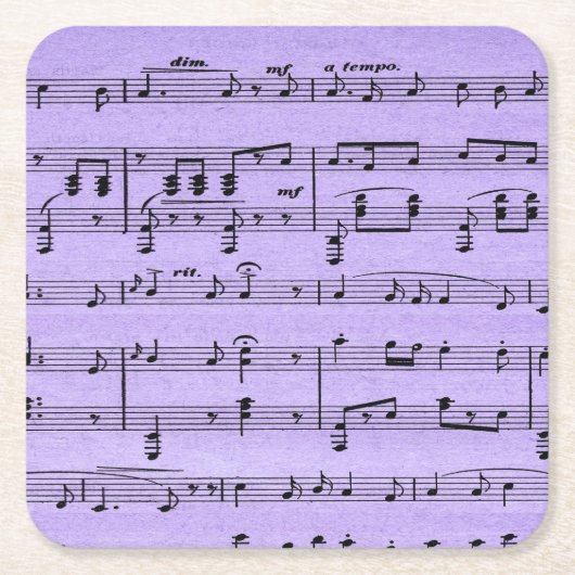 Paarse Bladmuziek Kartonnen Onderzetters (Voorkant)