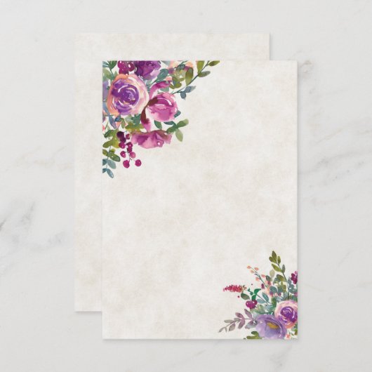 Paarse blanco en roze bruiloft van Eggplant Kaart (Voorkant / Achterkant)