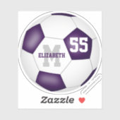 paarse blanke meisjes gepersonaliseerd voetbal sticker (Vel)