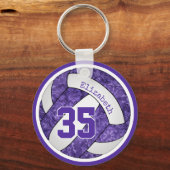 paarse blanke meisjes volleyball team cadeaus sleutelhanger (Voorkant)