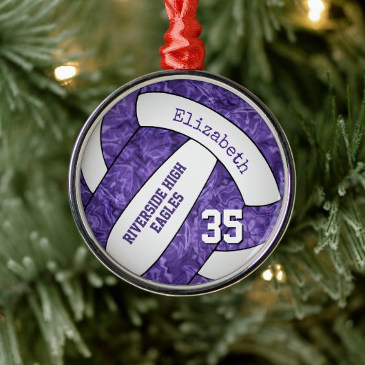 paarse blanke meisjes volleybalteam memento metalen ornament (Boom)