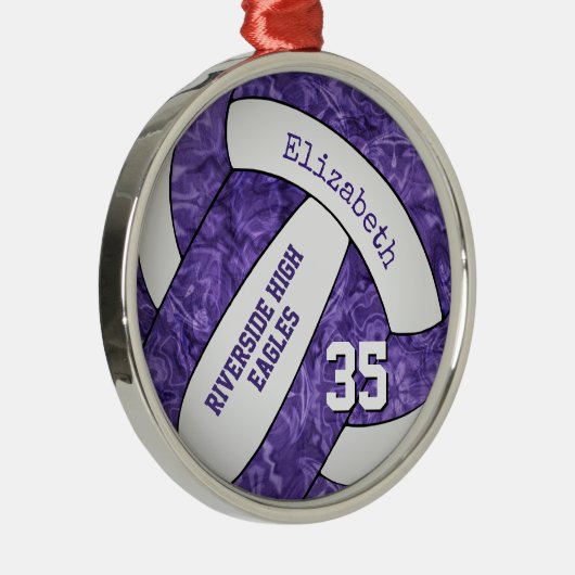 paarse blanke meisjes volleybalteam memento metalen ornament (Rechts)