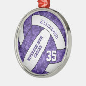 paarse blanke meisjes volleybalteam memento metalen ornament (Links)
