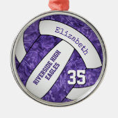paarse blanke meisjes volleybalteam memento metalen ornament (Voorkant)