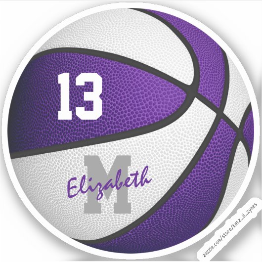 paarse blanke school geestesgeest kinder basketbal sticker (Voorkant)