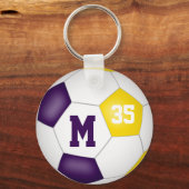 paarse blanke voetbal, teamgeest voor meisjes sleutelhanger (Achterkant)