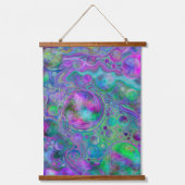 Paarse blauw-blauwe kunstzirlen en bubbels hangend wandkleed (Voorkant)