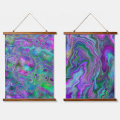 Paarse blauw-blauwe kunstzirlen en bubbels hangend wandkleed (Dubbel)