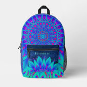 Paarse Blauw Blauwgroen & Roze Cool Mandala Jouw n Bedrukte Rugzak (Voorkant)