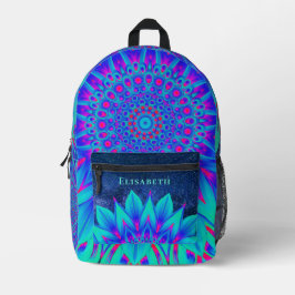 Paarse Blauw Blauwgroen & Roze Cool Mandala Jouw n Bedrukte Rugzak