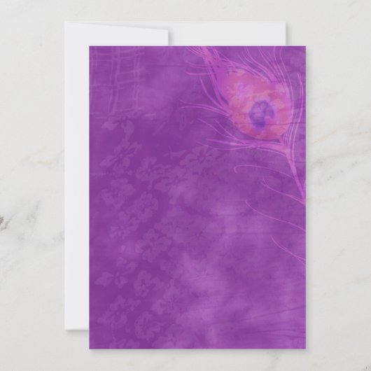 Paarse Blauw Blauwgroen Rustiek Peacock Thema Brui Kaart (Achterkant)