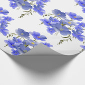 Paarse blauw bloemenpatroon cadeaupapier (Hoek)