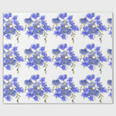 Paarse blauw bloemenpatroon cadeaupapier (Vlak)
