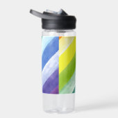 Paarse blauw diagonale streep waterverf naam schoo waterfles (Rechts)