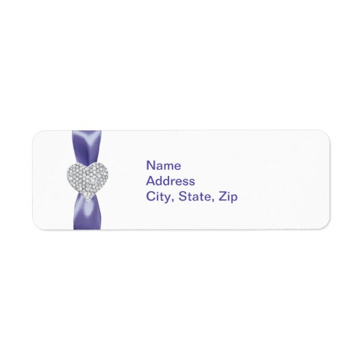 Paarse blauw diamanthartAdresetiketten Etiket (Voorkant)