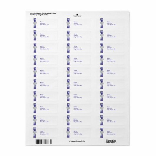 Paarse blauw diamanthartAdresetiketten Etiket (Full Sheet)