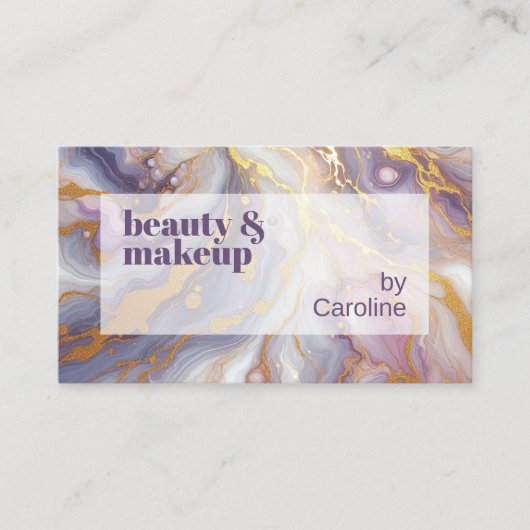 Paarse Blauw Donkerroze Goud Marmeren Kunstpatroon Visitekaartje (Voorkant)
