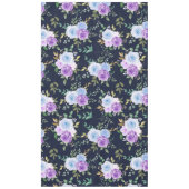 paarse blauw elegante bloemige zwarte grond tafelkleed (Voorkant)