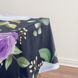 paarse blauw elegante bloemige zwarte grond tafelkleed