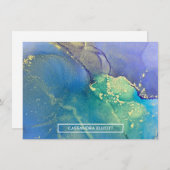 Paarse blauw- en gouden Abstracte-alcoholinkt Notitiekaartje (Voorkant / Achterkant)