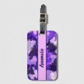 Paarse Blauw en Koel Abstracte Vormen Bagagelabel (Voorkant (verticaal))