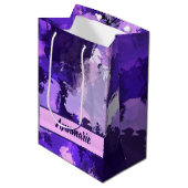 Paarse Blauw en Koel Abstracte Vormen Medium Cadeauzakje (Voorkant Gekanteld)