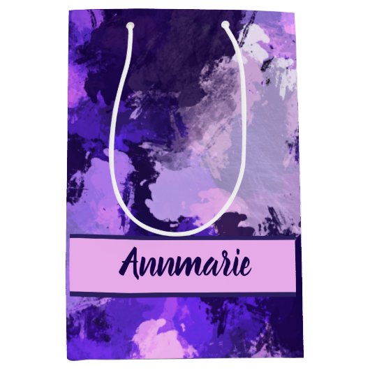 Paarse Blauw en Koel Abstracte Vormen Medium Cadeauzakje (Voorkant)