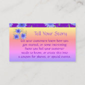 Paarse blauw en roze bloemig Visitekaartje Kortingskaartje (Achterkant)