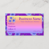 Paarse blauw en roze bloemig Visitekaartje Kortingskaartje (Voorkant)