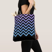Paarse blauw en zwart glitter modern chevron tote bag (Dichtbij)